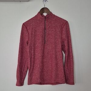 Lululemon Mens Surge Warm Half Zip Long Sleeve Red Space Dye Zip Pocket